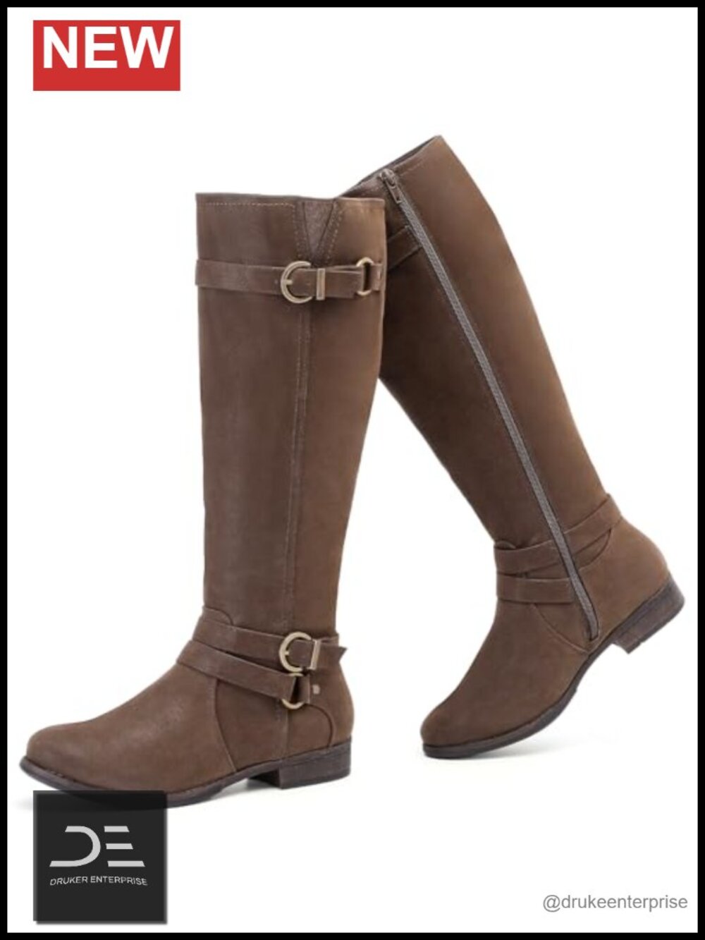 Women's Knee High Boots Zip Closure Faux Leather Comfortable Fall Winter